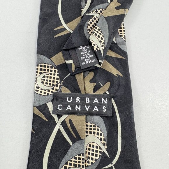 Urban Canvas Black / Cream Geometric Men's Tie 4" x 60" - Picture 3 of 3